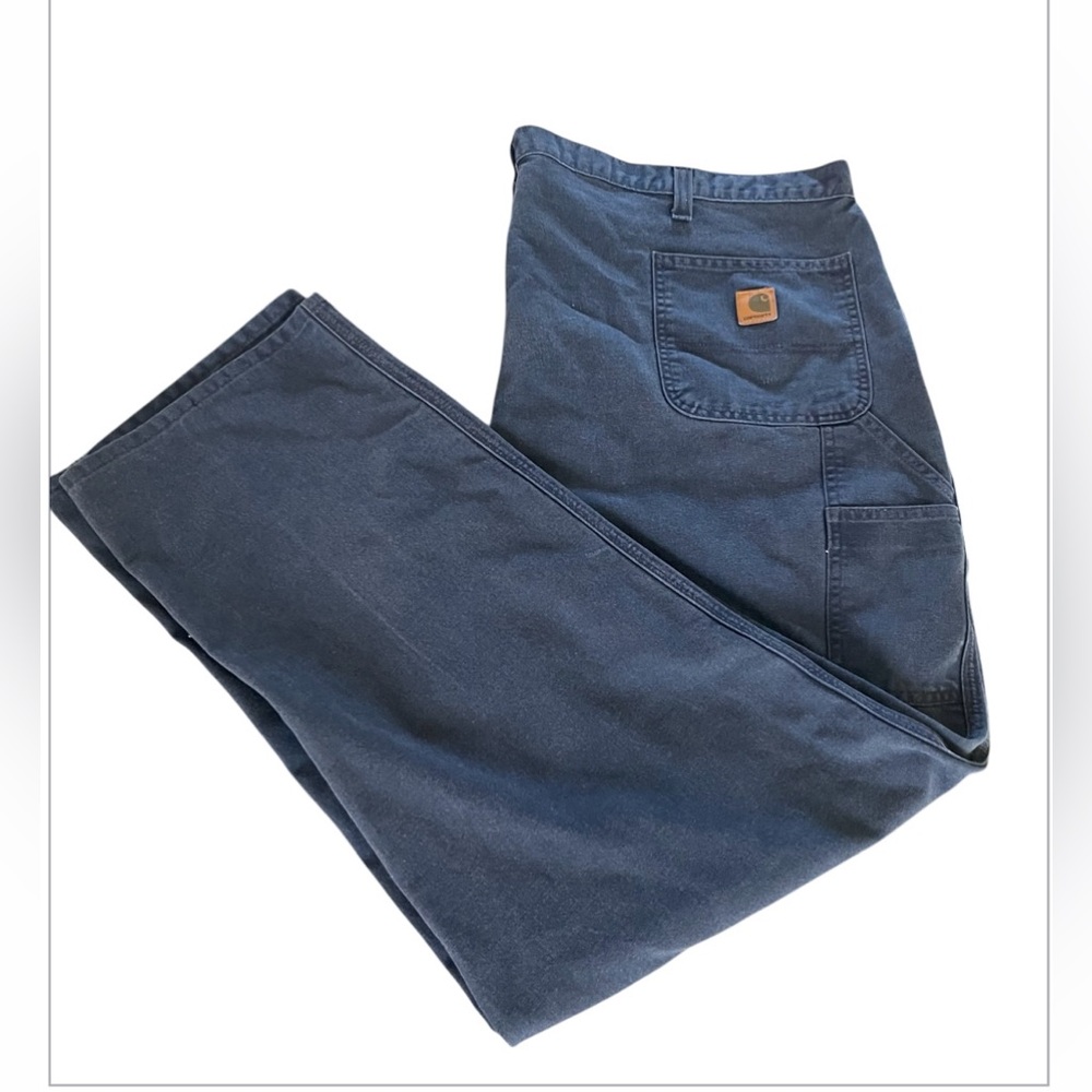 Carhartt Men’s Dungaree Fit Canvas Navy Carpenter/cargo Pants Size 50/32